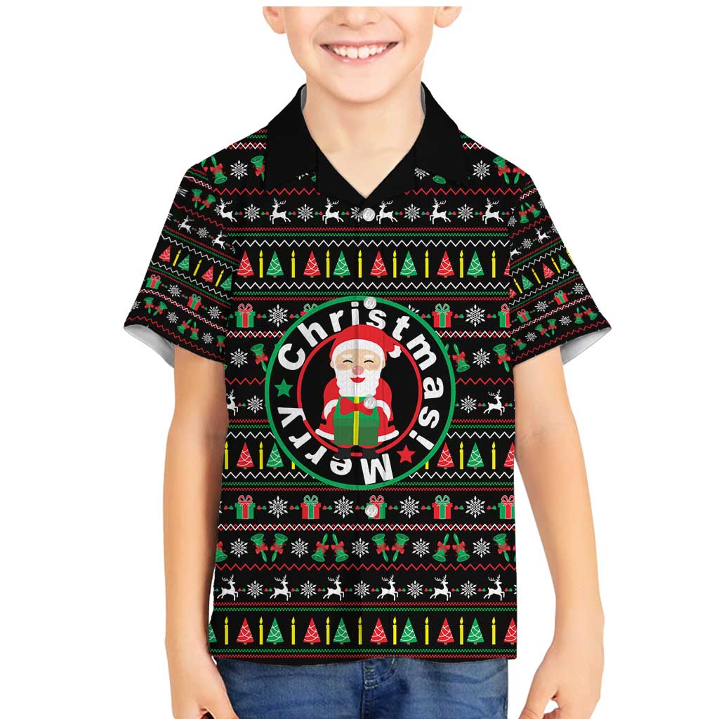 Gift For Merry Christmas Family Matching Mermaid Dress and Hawaiian Shirt with Santa Claus and Holiday Icons Pattern - Wonder Print Shop