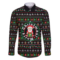 Gift For Merry Christmas Family Matching Off The Shoulder Long Sleeve Dress and Hawaiian Shirt with Santa Claus and Holiday Icons Pattern - Wonder Print Shop