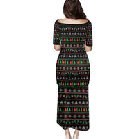 Gift For Merry Christmas Family Matching Puletasi and Hawaiian Shirt with Santa Claus and Holiday Icons Pattern - Wonder Print Shop