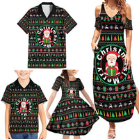 Gift For Merry Christmas Family Matching Summer Maxi Dress and Hawaiian Shirt with Santa Claus and Holiday Icons Pattern - Wonder Print Shop