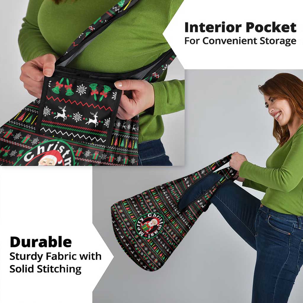 Gift For Merry Christmas Grocery Bag with Santa Claus and Holiday Icons Pattern - Wonder Print Shop