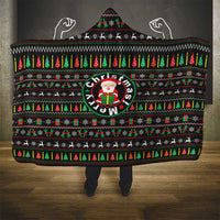 Gift For Merry Christmas Hooded Blanket with Santa Claus and Holiday Icons Pattern - Wonder Print Shop