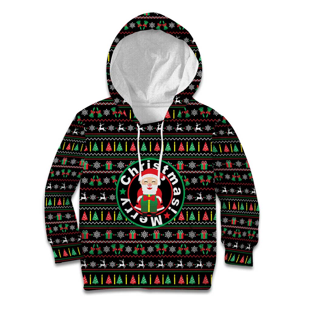 Gift For Merry Christmas Kid Hoodie with Santa Claus and Holiday Icons Pattern - Wonder Print Shop