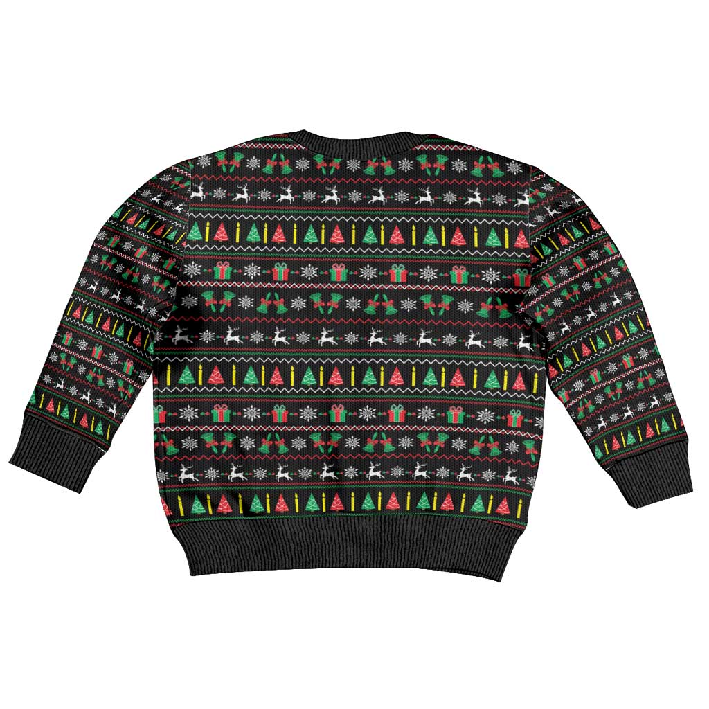 Gift For Merry Christmas Kid Ugly Christmas Sweater with Santa Claus and Holiday Icons Pattern - Wonder Print Shop