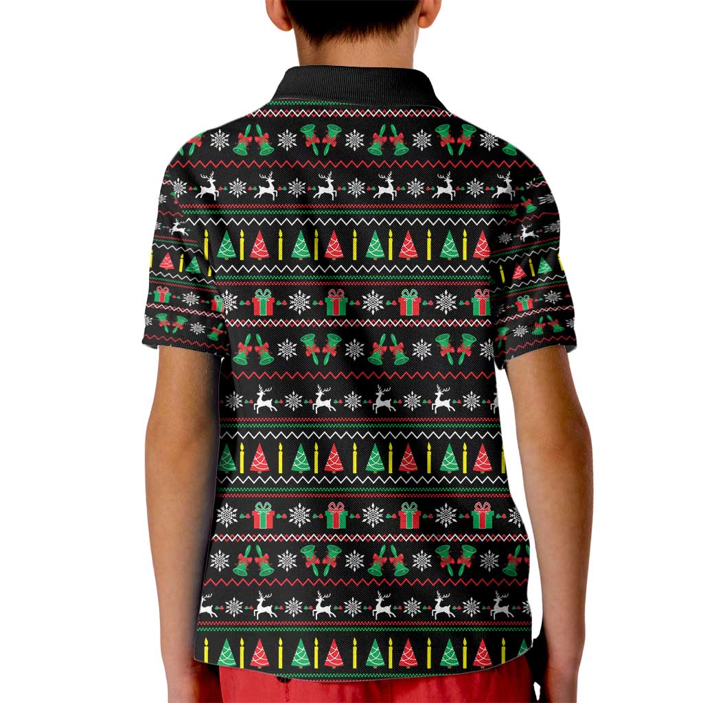 Gift For Merry Christmas Kid Polo Shirt with Santa Claus and Holiday Icons Pattern - Wonder Print Shop