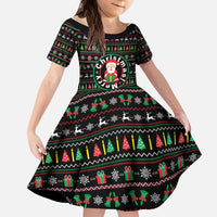 Gift For Merry Christmas Kid Short Sleeve Dress with Santa Claus and Holiday Icons Pattern - Wonder Print Shop