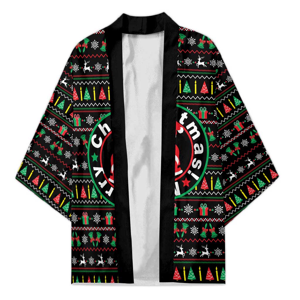 Gift For Merry Christmas Kimono with Santa Claus and Holiday Icons Pattern - Wonder Print Shop