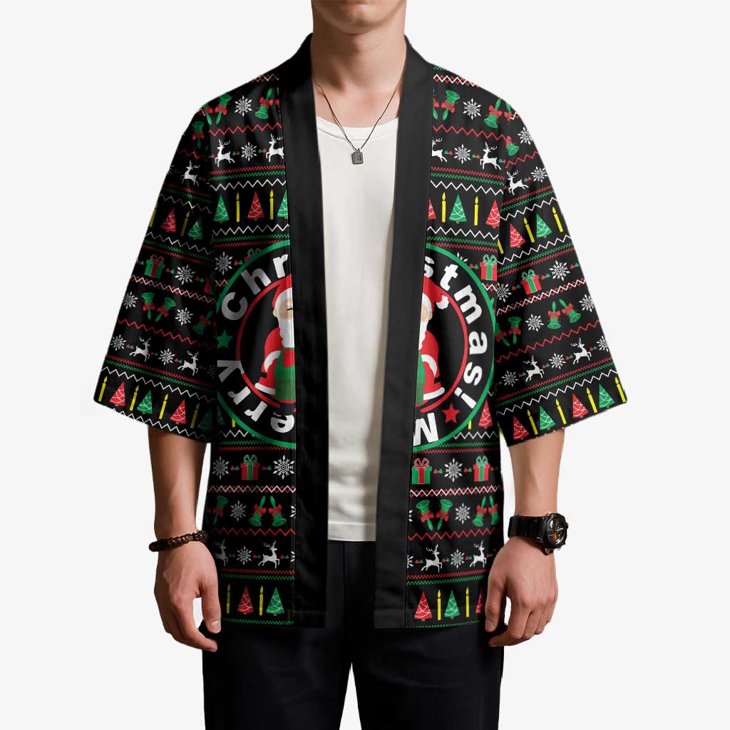 Gift For Merry Christmas Kimono with Santa Claus and Holiday Icons Pattern - Wonder Print Shop