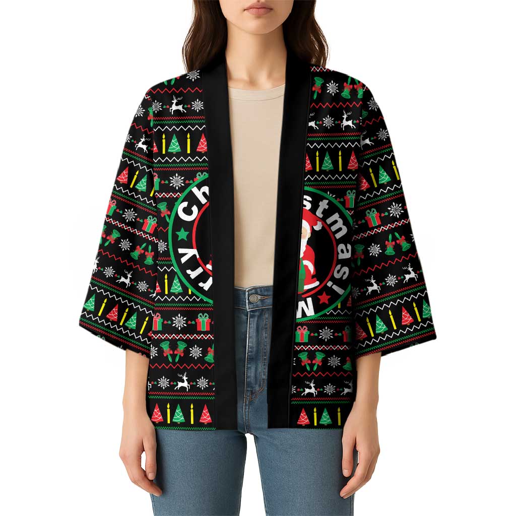 Gift For Merry Christmas Kimono with Santa Claus and Holiday Icons Pattern - Wonder Print Shop