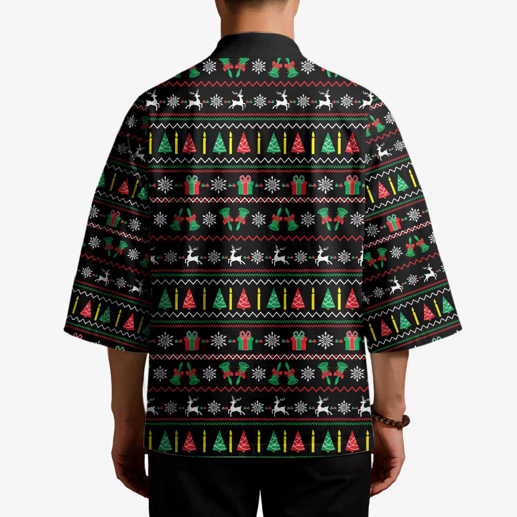Gift For Merry Christmas Kimono with Santa Claus and Holiday Icons Pattern - Wonder Print Shop