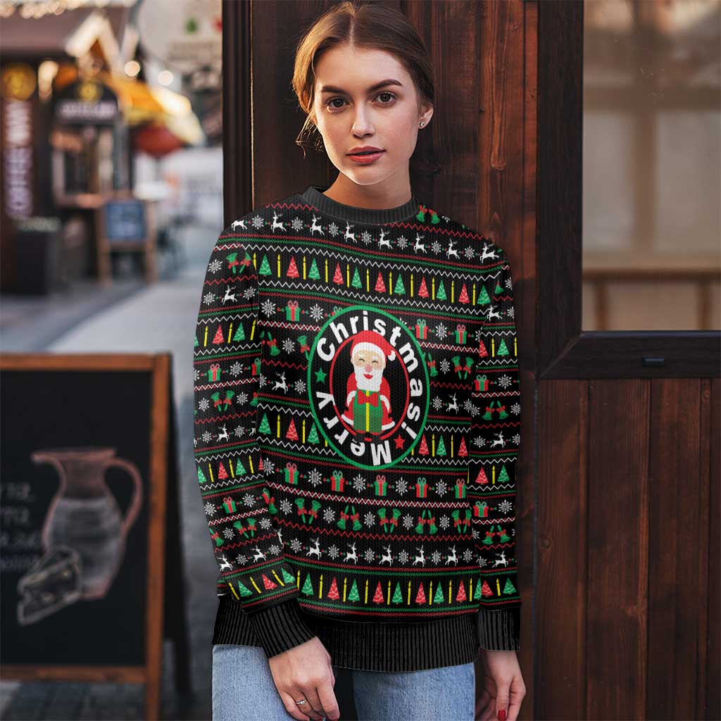 Gift For Merry Christmas Ugly Christmas Sweater with Santa Claus and Holiday Icons Pattern - Wonder Print Shop