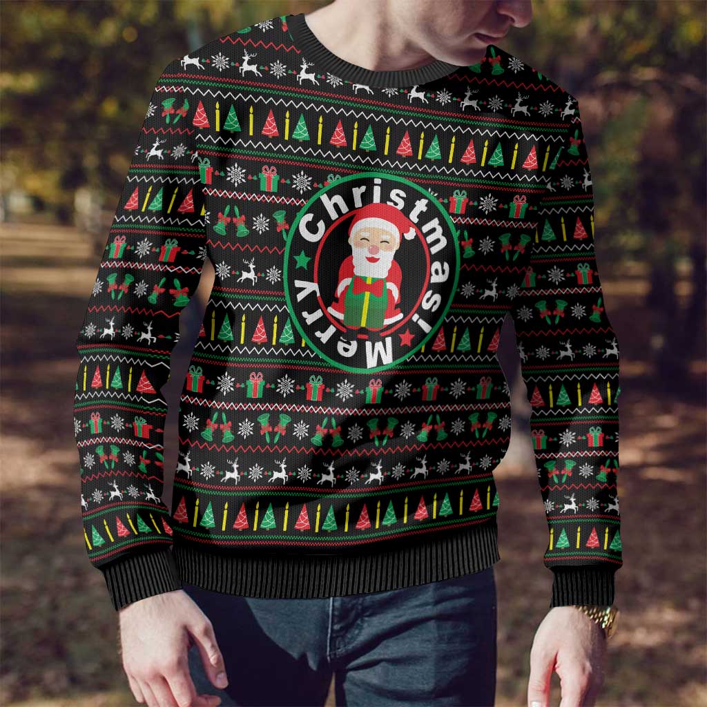 Gift For Merry Christmas Ugly Christmas Sweater with Santa Claus and Holiday Icons Pattern - Wonder Print Shop