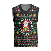 Gift For Merry Christmas Knitted V-Neck Vest with Santa Claus and Holiday Icons Pattern - Wonder Print Shop