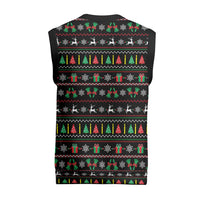 Gift For Merry Christmas Knitted V-Neck Vest with Santa Claus and Holiday Icons Pattern - Wonder Print Shop
