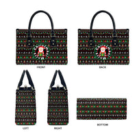 Gift For Merry Christmas Leather Bag with Santa Claus and Holiday Icons Pattern - Wonder Print Shop