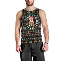 Gift For Merry Christmas Men Tank Top with Santa Claus and Holiday Icons Pattern - Wonder Print Shop