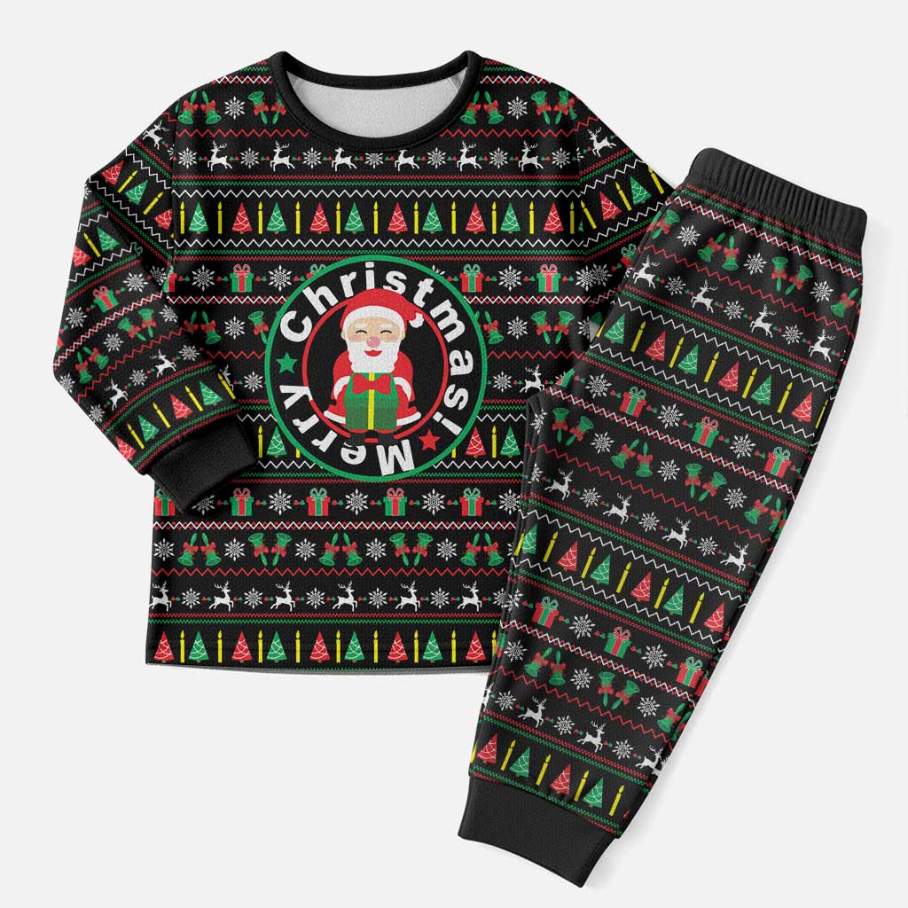 Gift For Merry Christmas Pajama Set with Santa Claus and Holiday Icons Pattern - Wonder Print Shop