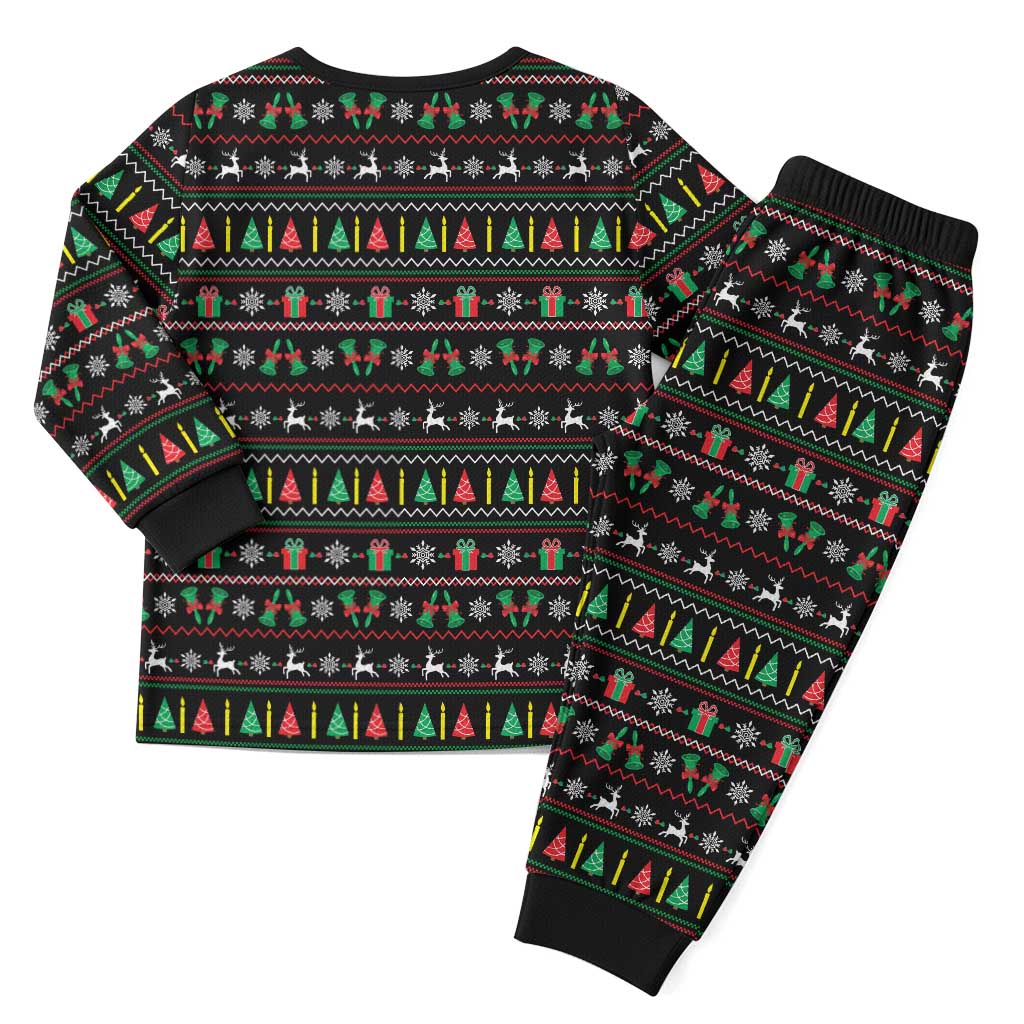 Gift For Merry Christmas Pajama Set with Santa Claus and Holiday Icons Pattern - Wonder Print Shop