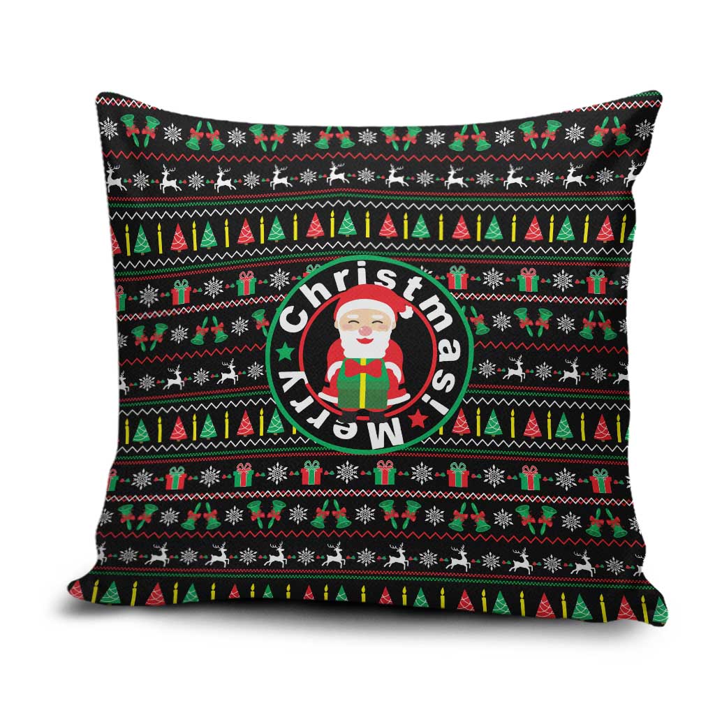 Gift For Merry Christmas Pillow Cover with Santa Claus and Holiday Icons Pattern - Wonder Print Shop