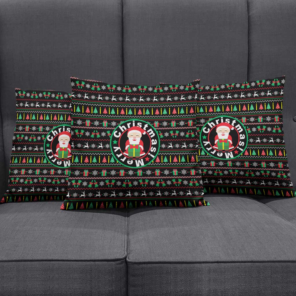 Gift For Merry Christmas Pillow Cover with Santa Claus and Holiday Icons Pattern - Wonder Print Shop
