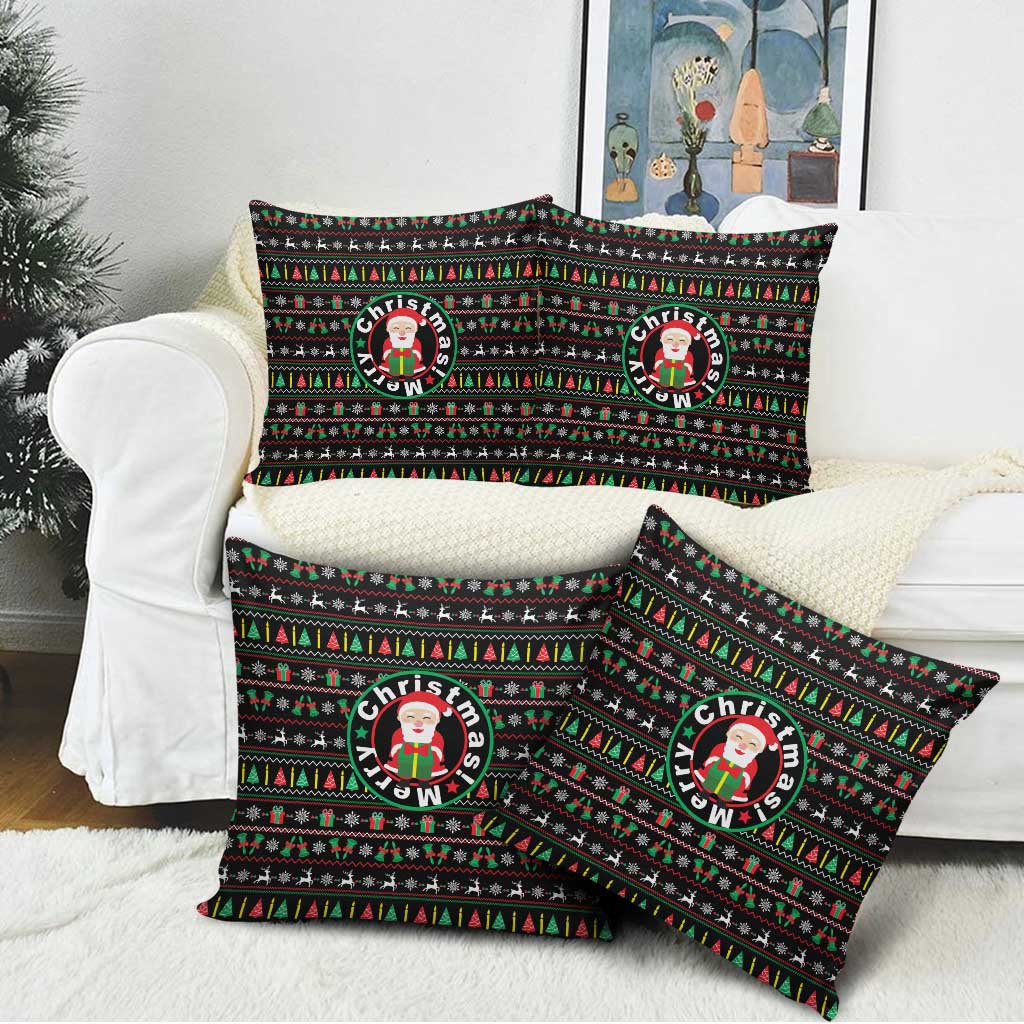 Gift For Merry Christmas Pillow Cover with Santa Claus and Holiday Icons Pattern - Wonder Print Shop