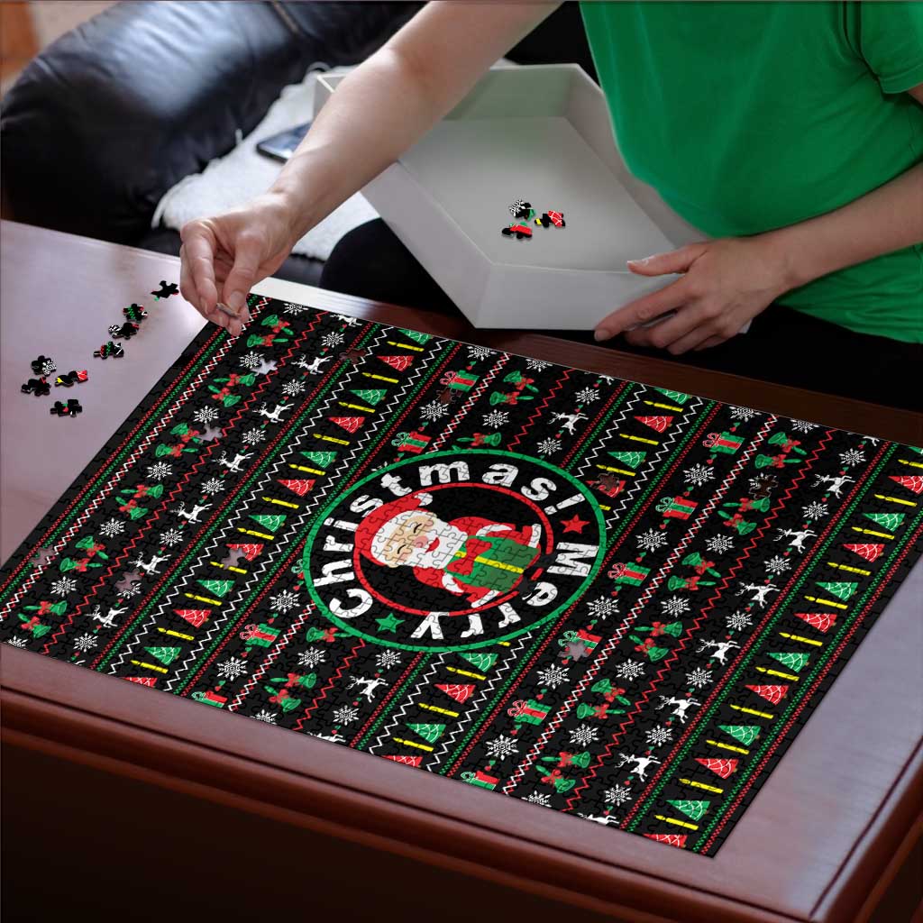 Gift For Merry Christmas Puzzle with Santa Claus and Holiday Icons Pattern - Wonder Print Shop