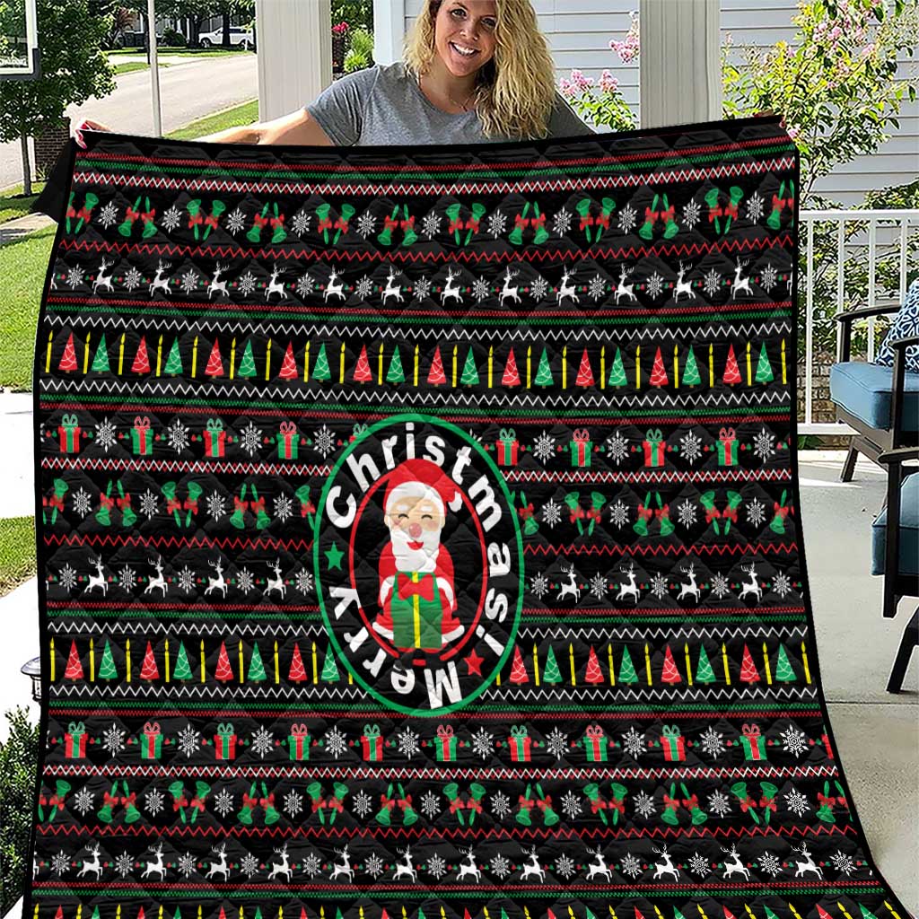 Gift For Merry Christmas Quilt with Santa Claus and Holiday Icons Pattern - Wonder Print Shop