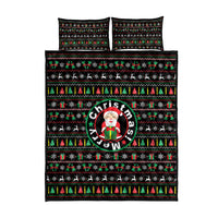 Gift For Merry Christmas Quilt Bed Set with Santa Claus and Holiday Icons Pattern - Wonder Print Shop