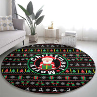 Gift For Merry Christmas Round Carpet with Santa Claus and Holiday Icons Pattern - Wonder Print Shop