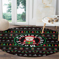 Gift For Merry Christmas Round Carpet with Santa Claus and Holiday Icons Pattern - Wonder Print Shop