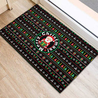 Gift For Merry Christmas Rubber Doormat with Santa Claus and Holiday Icons Pattern - Wonder Print Shop