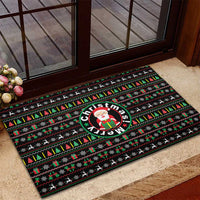 Gift For Merry Christmas Rubber Doormat with Santa Claus and Holiday Icons Pattern - Wonder Print Shop