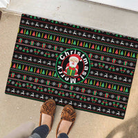 Gift For Merry Christmas Rubber Doormat with Santa Claus and Holiday Icons Pattern - Wonder Print Shop