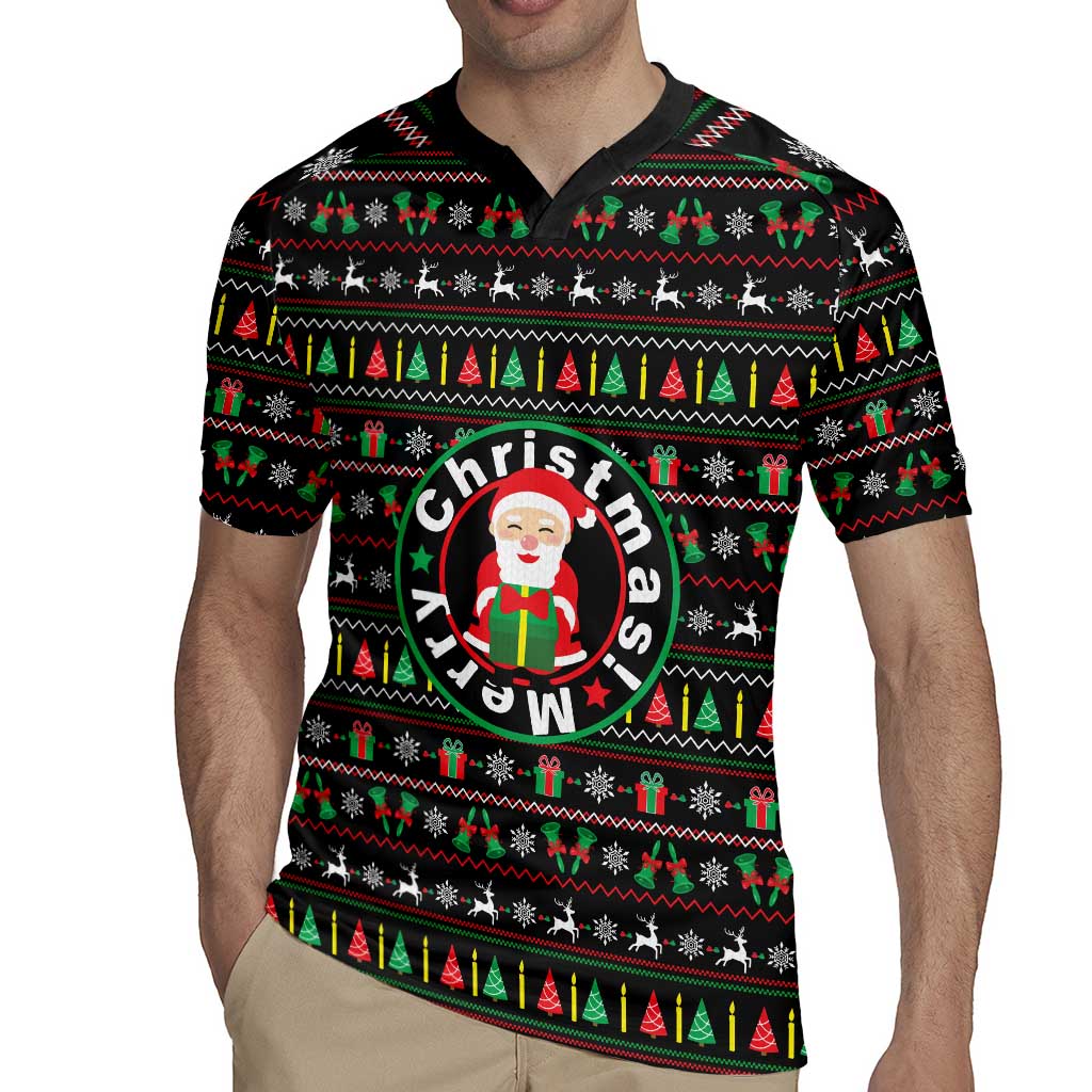 Gift For Merry Christmas Rugby Jersey with Santa Claus and Holiday Icons Pattern - Wonder Print Shop