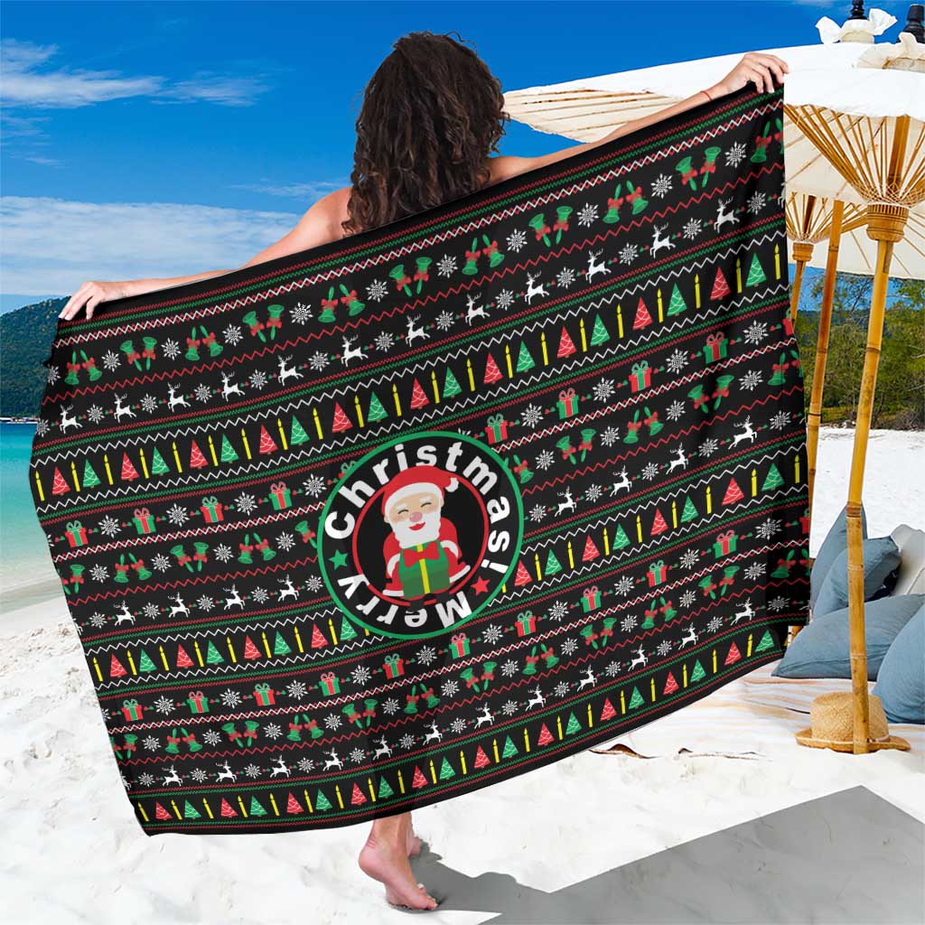 Gift For Merry Christmas Sarong with Santa Claus and Holiday Icons Pattern - Wonder Print Shop
