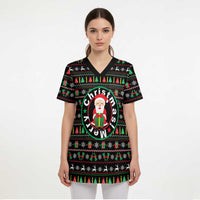 Gift For Merry Christmas Scrub Top with Santa Claus and Holiday Icons Pattern - Wonder Print Shop