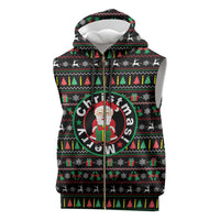 Gift For Merry Christmas Sleeveless Zip Hoodie with Santa Claus and Holiday Icons Pattern - Wonder Print Shop