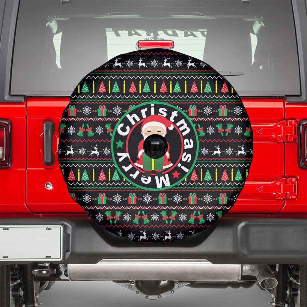 Gift For Merry Christmas Spare Tire Cover with Santa Claus and Holiday Icons Pattern - Wonder Print Shop
