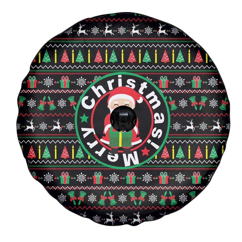 Gift For Merry Christmas Spare Tire Cover with Santa Claus and Holiday Icons Pattern - Wonder Print Shop