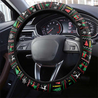 Gift For Merry Christmas Steering Wheel Cover with Santa Claus and Holiday Icons Pattern - Wonder Print Shop