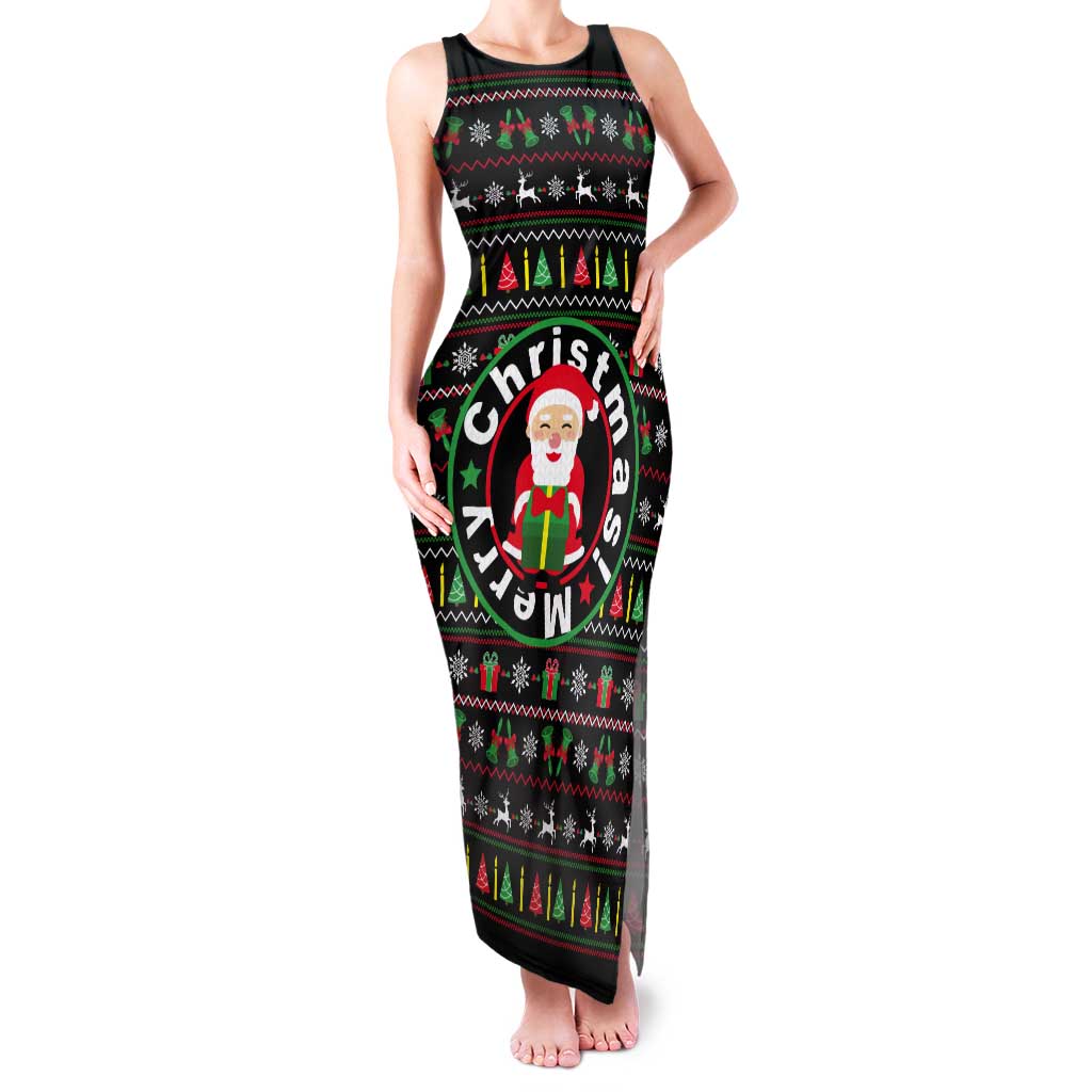 Gift For Merry Christmas Tank Maxi Dress with Santa Claus and Holiday Icons Pattern - Wonder Print Shop