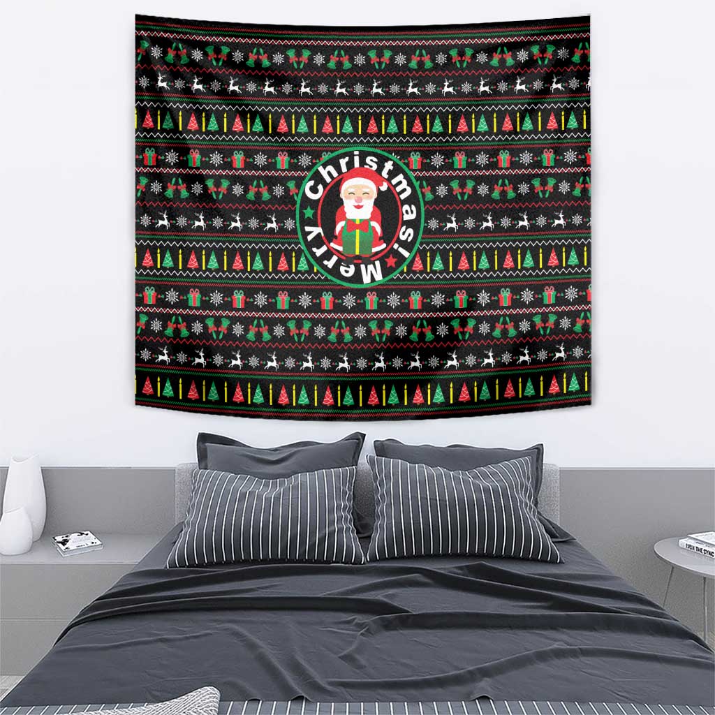 Gift For Merry Christmas Tapestry with Santa Claus and Holiday Icons Pattern - Wonder Print Shop