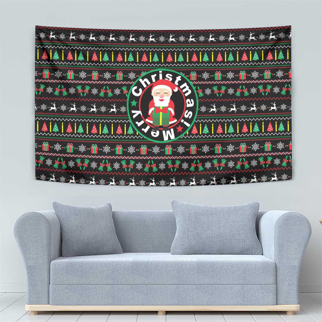 Gift For Merry Christmas Tapestry with Santa Claus and Holiday Icons Pattern - Wonder Print Shop