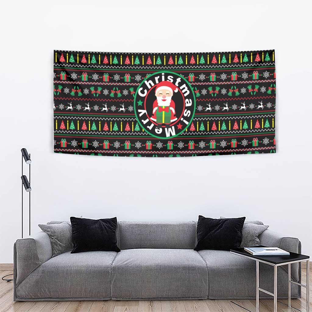 Gift For Merry Christmas Tapestry with Santa Claus and Holiday Icons Pattern - Wonder Print Shop