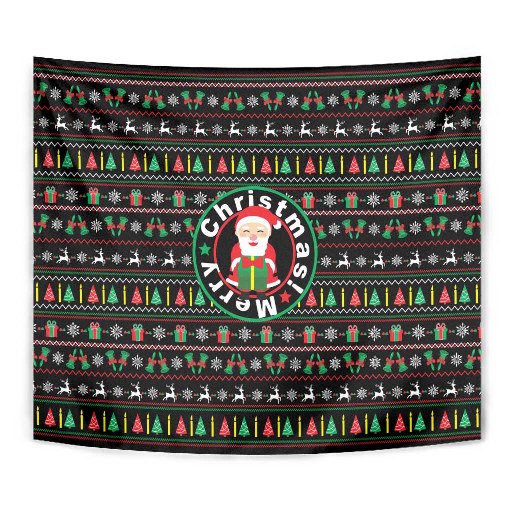 Gift For Merry Christmas Tapestry with Santa Claus and Holiday Icons Pattern - Wonder Print Shop