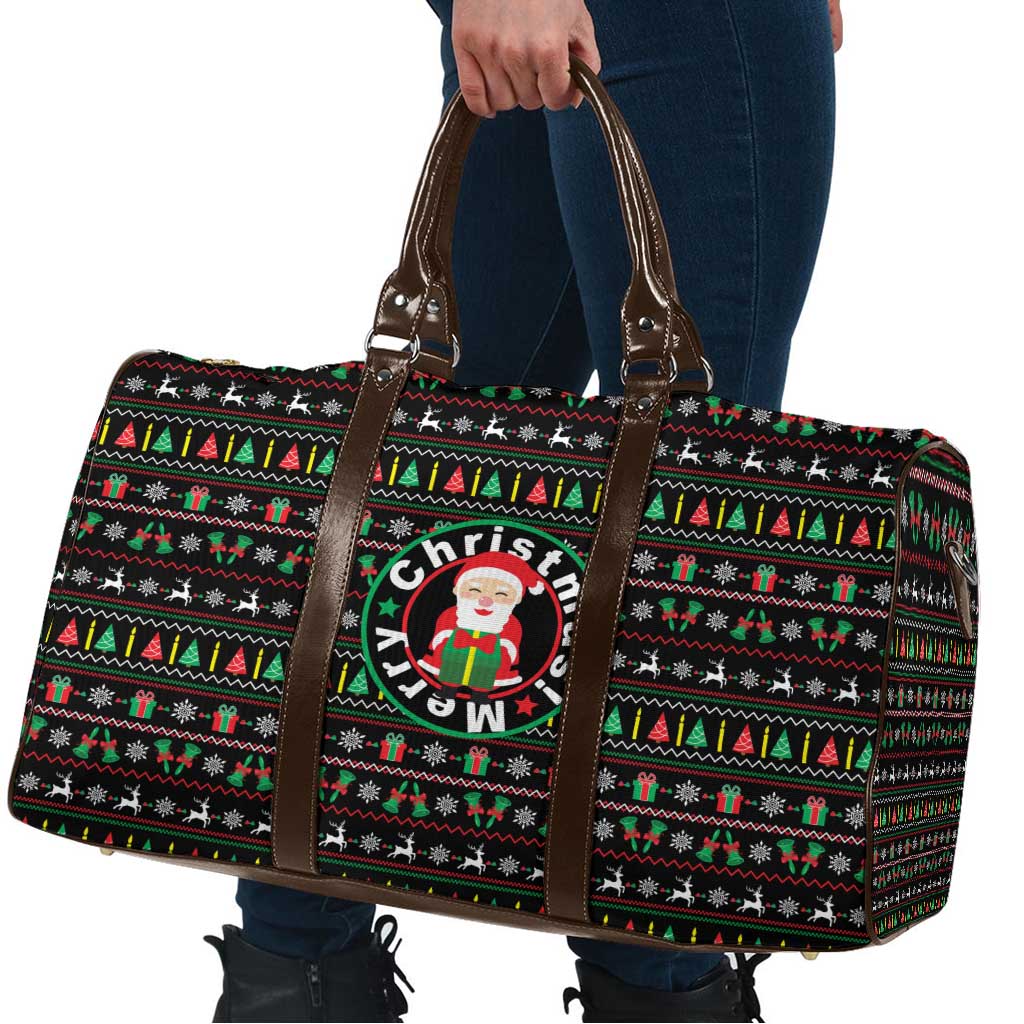 Gift For Merry Christmas Travel Bag with Santa Claus and Holiday Icons Pattern - Wonder Print Shop