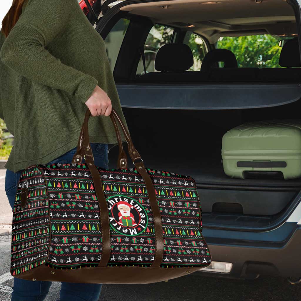 Gift For Merry Christmas Travel Bag with Santa Claus and Holiday Icons Pattern - Wonder Print Shop