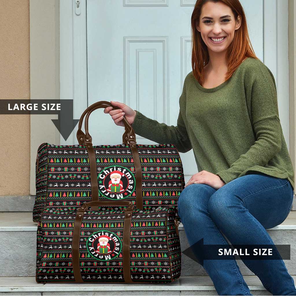 Gift For Merry Christmas Travel Bag with Santa Claus and Holiday Icons Pattern - Wonder Print Shop
