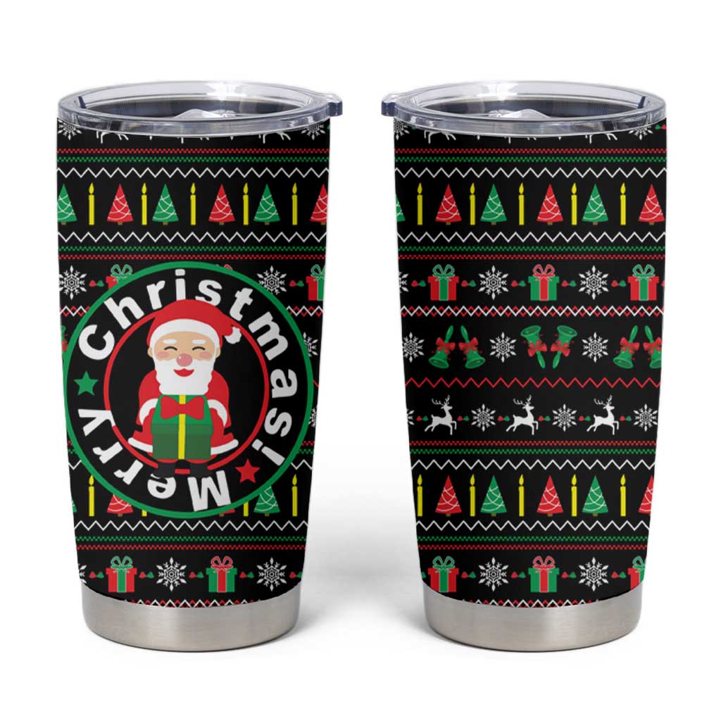 Gift For Merry Christmas Tumbler Cup with Santa Claus and Holiday Icons Pattern - Wonder Print Shop