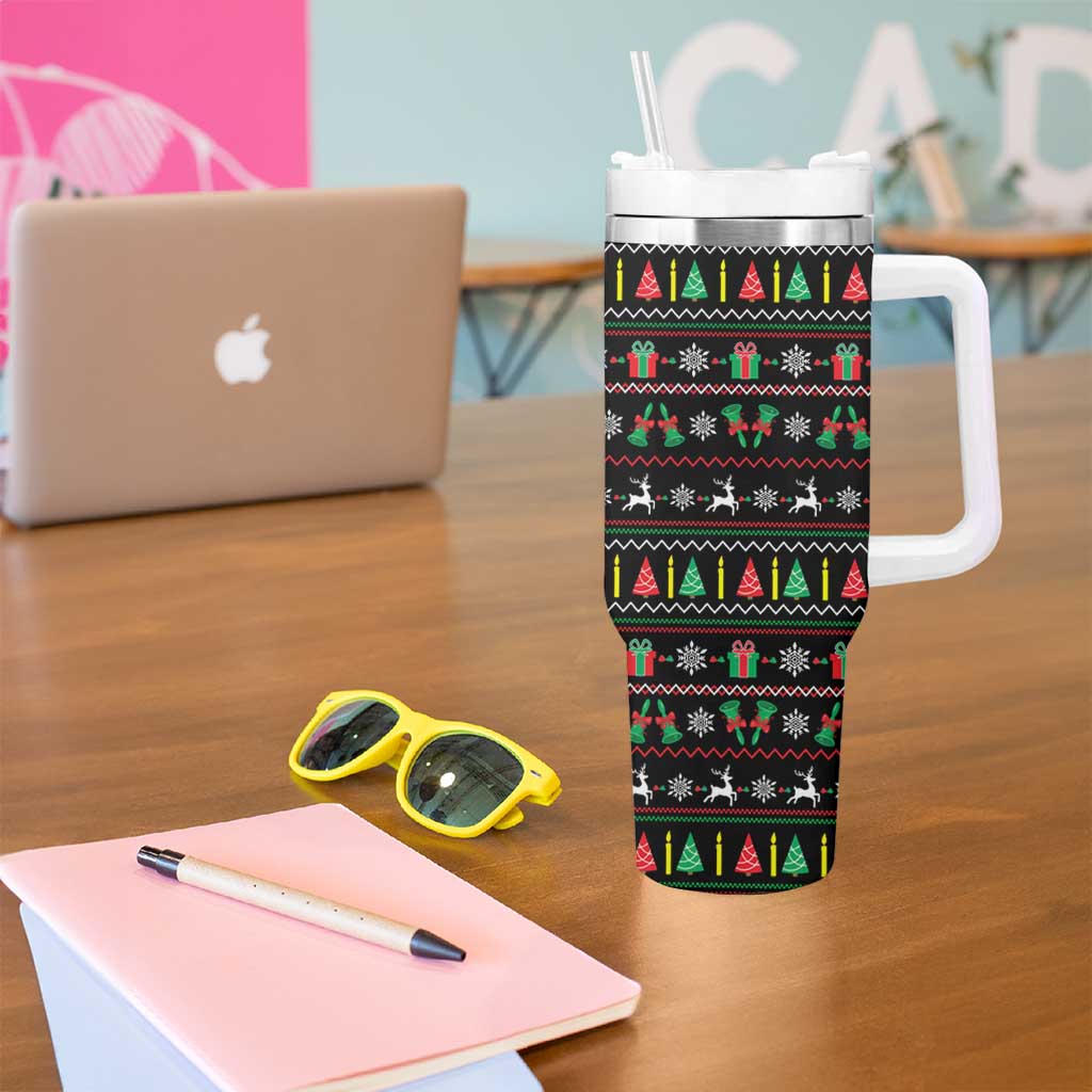 Gift For Merry Christmas Tumbler With Handle with Santa Claus and Holiday Icons Pattern - Wonder Print Shop